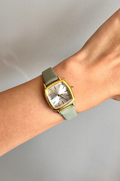 pierrose Green Leather Cord Classic Vintage Minimal Women's Wristwatch