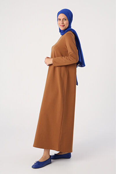 ALLDAY Mustard Crew Neck Basic πλεκτό φόρεμα