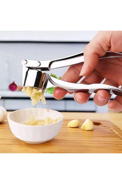 Raicon Practical Garlic Press Metal with Round Shaped Press Chamber