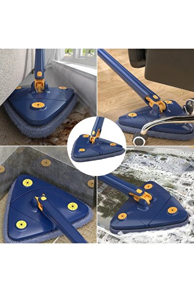 TeknoClass Kendinden Sıkmalı Üçgen Mop Mikrofiber Bezli Cam Duvar Yer Parke Silebilen Mop