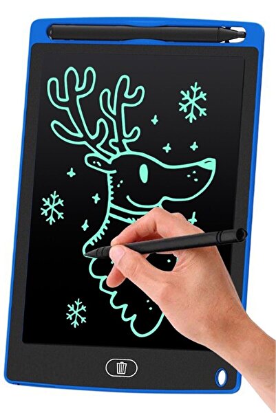 TeknoClass Writing Tablet Lcd 8.5 Inç Dijital Kalemli Çizim Yazı Tahtası Grafik Not Yazma Eğitim Tableti Mavi