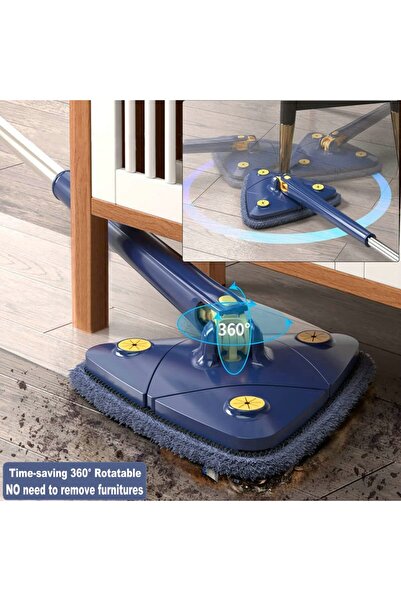 TeknoClass Kendinden Sıkmalı Üçgen Mop Mikrofiber Bezli Cam Duvar Yer Parke Silebilen Mop