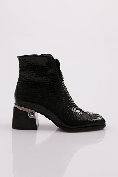 DGN Women's Heeled Boots Black Crocodile 421193488