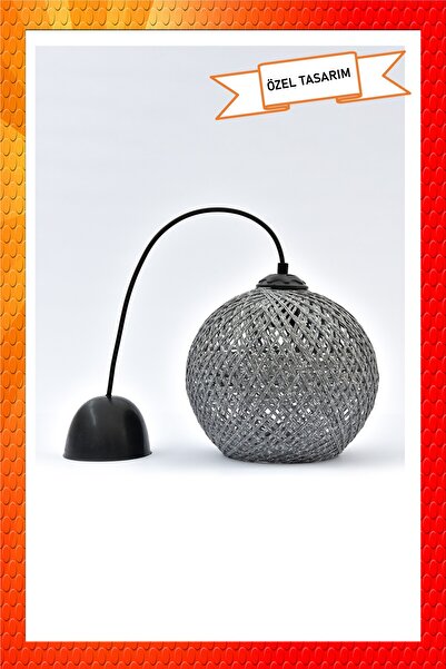 Naturel Lighting Balle Füme Sarkıt Top Avize Siyah Kablo