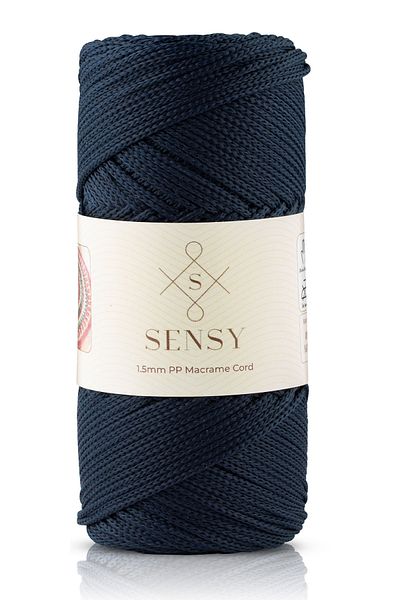 SENSY 1,5 mm - 100 gr Ață de macrame din poliester Albastru închis 150 M Ață de macrame din poliester Ață de alimentare și ață de pungă