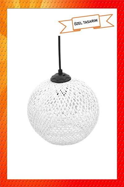 Naturel Lighting Balle Beyaz Sarkıt Top Avize Siyah Kablo