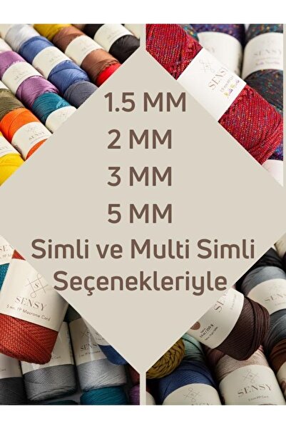 SENSY 1,5 mm - 100 gr frânghie din poliester macrame kaki 150 m frânghie din poliester macrame frânghie de încărcare și ață pentru sac