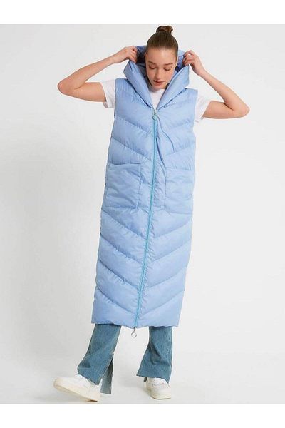 Kokoşum Butik 89622 Пухена жилетка с качулка, синя