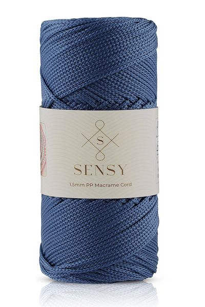 SENSY 1,5 mm - 100 gr frânghie din poliester macrame albastru denim 150 m frânghie din poliester macrame frânghie de încărcare și frânghie pentru sac