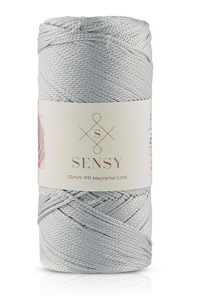 SENSY 1,5 mm - 100 gr frânghie din poliester macrame gri deschis 150 m frânghie din poliester macrame frânghie de încărcare și ață pentru sac