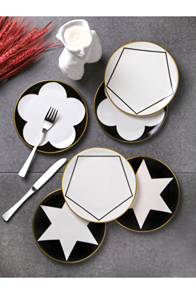 Keskinbıçak Seramik Pasta Tabağı 6 Lı Flore Model