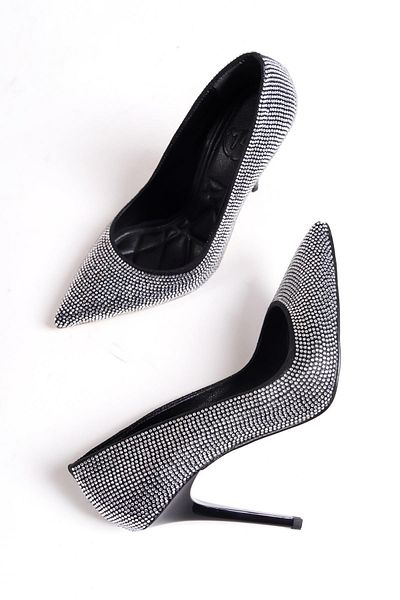 Modabuymus Talipa Black Stoned High Heeled Evening Dress Shoes