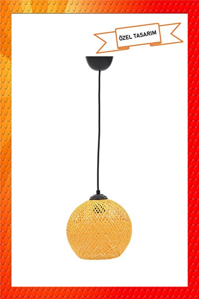 Naturel Lighting Balle Sarı Sarkıt Top Avize Siyah Kablo