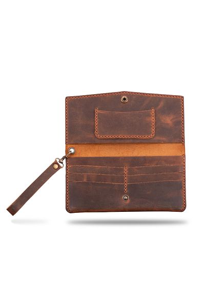 vagave Hand Strap Bag Leather Wallet with Phone, Card, Cash and Coin Compartment
