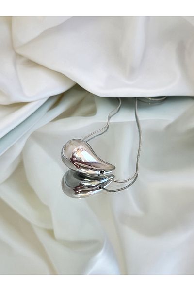 Eva Takı Italian Rachel Drop Silver Silver Colored Necklace
