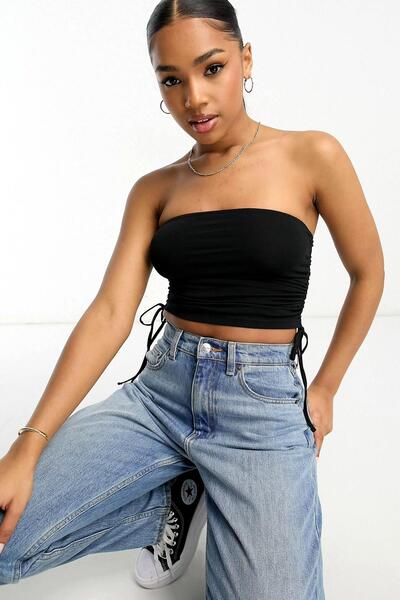 World Fashion Trends Bluză crop elastică fără mâneci cu lungime reglabilă, cu...