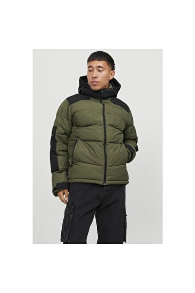 Jack & Jones 12239001 Jack & Jones Men's Puffer Coat - Olive Night/Black Blocking, Sn Model