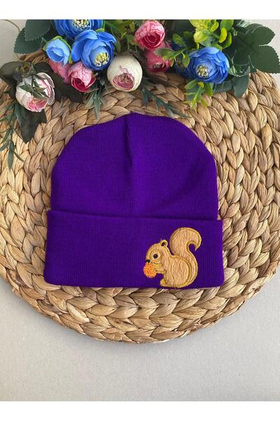 ÖZÖZ BEBE Unisex Renkli Sincap Desenli 2-5 Yaş Kışlık Şapka