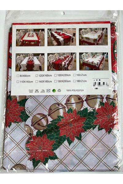 QUEEN AKSESUAR New Year's Special Luxury Tableware Presentation Carefree Stain Resistant Tablecloth with Star Chime Flower Pattern