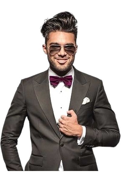 Trenderrs Papion din satin de culoare solidă pentru bărbați