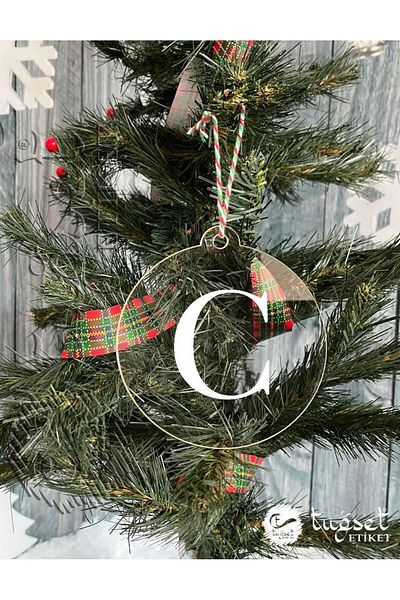 t tuğset etiket Letter White Plexi Christmas Tree Ornament - Rearview Mirror Ornament Plexi Letter-a1