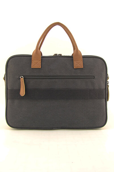 HNB Unisex Black Canvas 15.3 Inch Waterproof Computer Laptop Briefcase with Pocket