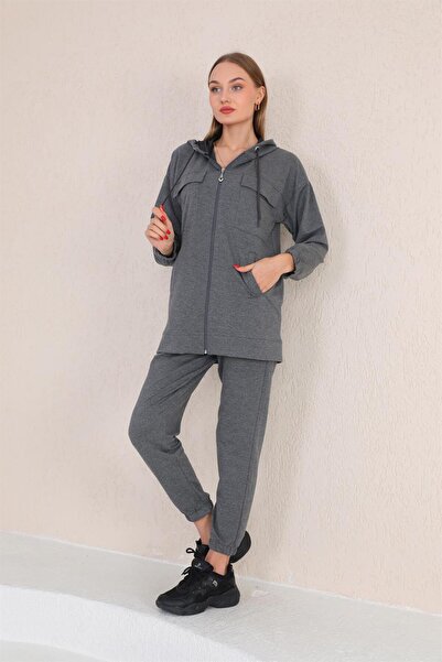 WestBound Γυναικείο Casual Sports Σετ δύο τεμαχίων με τσέπες ΓΚΡΙ