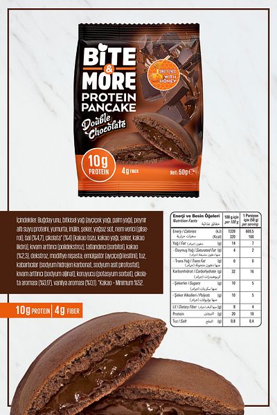 bite & more 50 Grams Double Chocolate Protein Cocoa Pancake