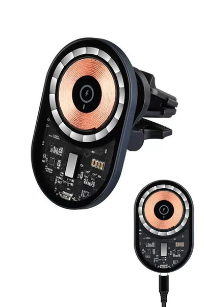 TECHNOMEN 15W Araç içi Şeffaf Telefon Magsafe Şarj Aleti Telefon Tutucu Kablo...