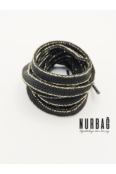 NURBAĞ DOKUMA SPORTS SHOES BLACK GOLD SNAP 80 CM 1 PAIR BS04