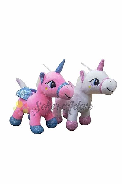 Şeker Adası Cute 2-Piece Winged Horned Plush Unicorn Pony Horse Toy 20 cm