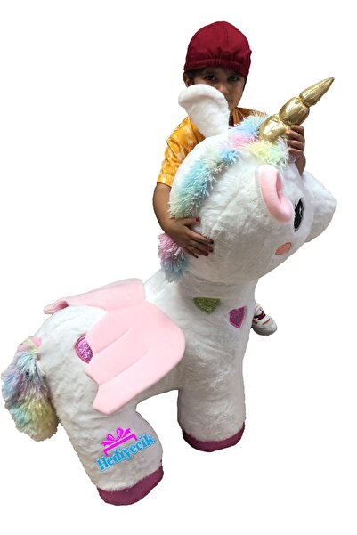 hediyecik Peluş Dev Boy Sevimli Unicorn At Pony Oyuncak 80 Cm