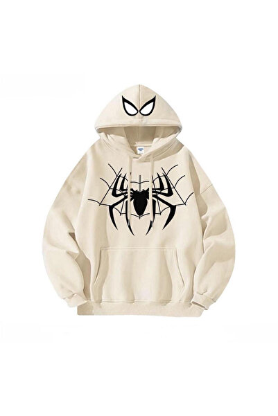 Gofeel Harajuku Street Spider Web Hoodie 3 iplik Kalın Kumaş Oversize Sweatsh...