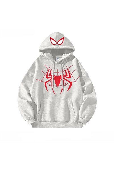 Gofeel Harajuku Street Spider Web Hoodie 3 iplik Kalın Kumaş Oversize Sweatsh...