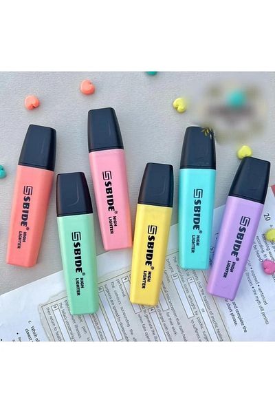 NaSaDAN Sbide Long Lasting 6-Piece Pastel Colors Highlighter Set