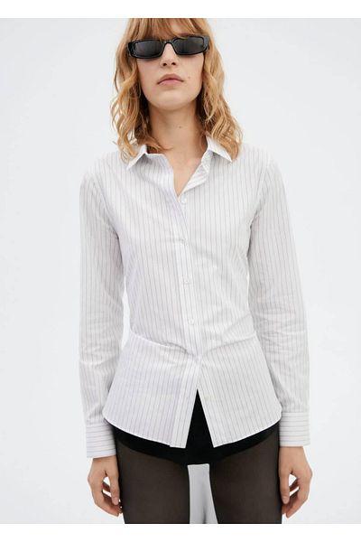 MANGO Woman Cămașă slim fit din bumbac cu dungi