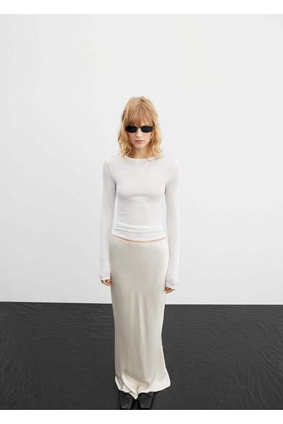 MANGO Woman Tricou strâmt cu mânecă lungă