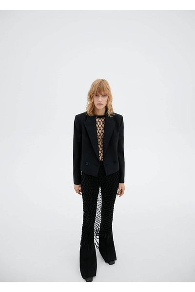 MANGO Woman Collared Crop Blazer Jacket