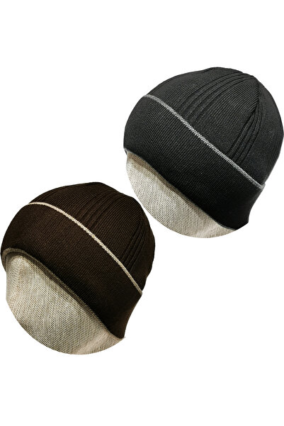 Özgöksu Şapka Set beretă maro-neagră din 2 piese pentru bărbați