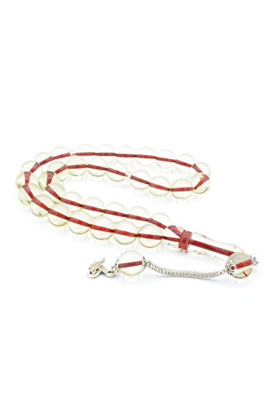 Murty99 Mărgele de rugăciune din chihlimbar cu pulbere transparentă, cu tăier...