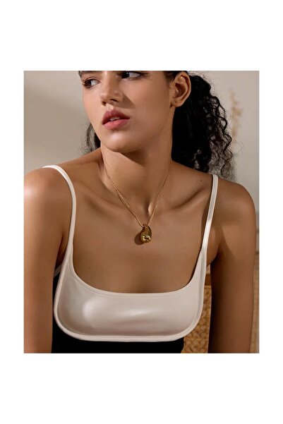 ESJ Stainless Steel Snake's Back Chain Water Drop Women Necklace 45 cm