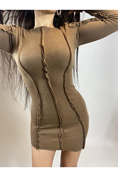 fabbwomen Triko Mini Asimetrik Elbise