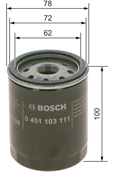 Bosch Yağ Filtresi 0451103111 FİAT STILO,FİAT STRADA,FİAT TALENTO,FİAT TEMPRA, FİAT TİPO,FİAT UNO