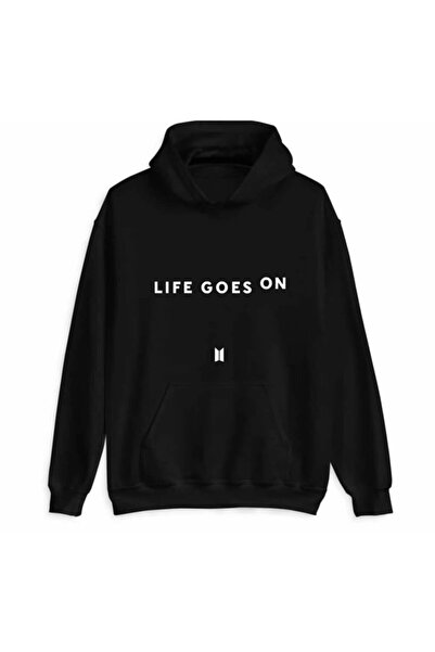 MAGORS SVART WEAR Bts Life Goes On هوديي، أسود للجنسين، مقاس كبير بدون صوف، B...