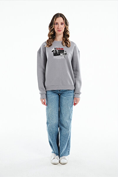 Eazy Co Eazy Rhytm Oversize Unisex Сірий велосипедний комір Товстий світшот