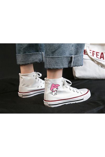 Touz Moda White Melody Printed Canvas Shoes