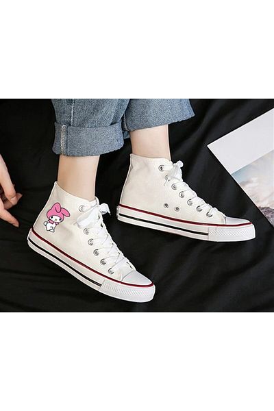 Touz Moda White Melody Printed Canvas Shoes