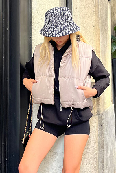 Trend Alaçatı Stili Dámský Stone Stojáček Límec Dvojitá kapsa Plně Vyplňující Pas Nastavitelná nafukovací vesta ALC-X7994