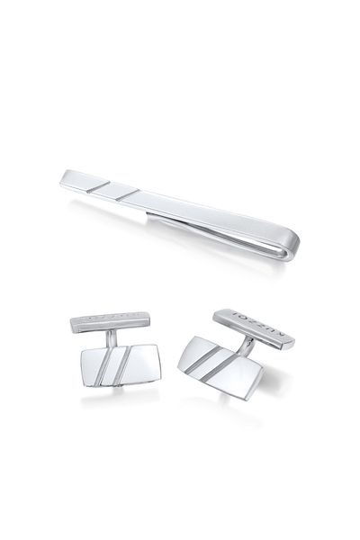 KUZZOI Schmuckset Manschettenknöpfe Kravattennadel 925 Silber