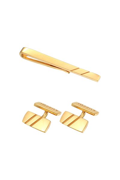 KUZZOI Schmuckset Manschettenknöpfe Kravattennadel 925 Silber